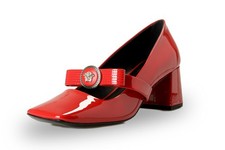 Versace Women's Red Silver Medusa Head Patent Leather Pumps Shoes US 9 IT 39