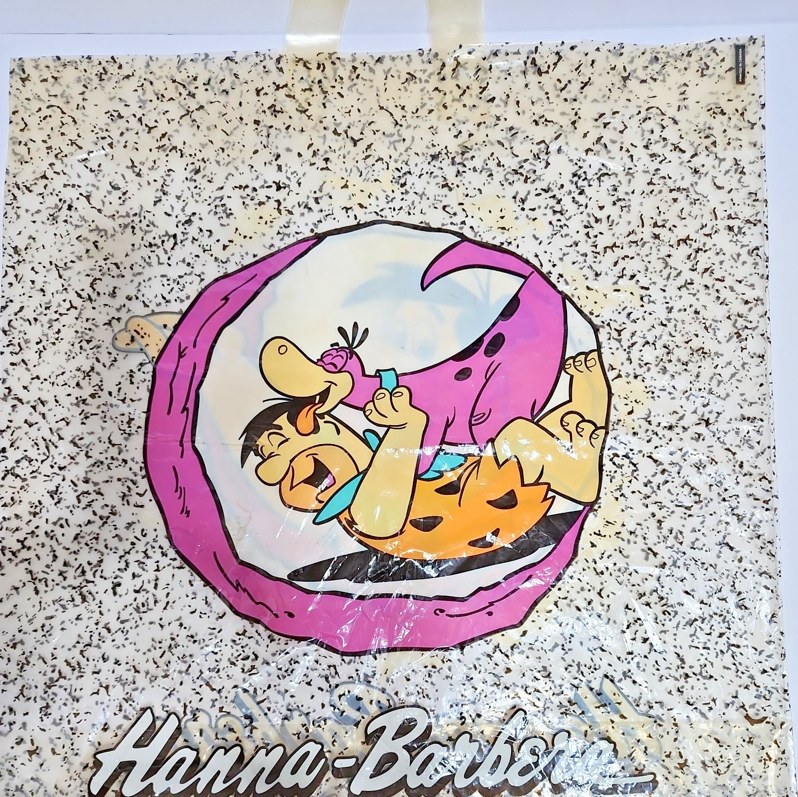Fred Flintstone  & Dino Plastic Shopping Bag Hanna Barbera Store VTG Ephemera
