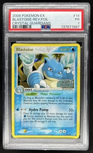 2006 Pokemon EX Crystal Guardians Blastoise Reverse Holo #14/100 PSA 1