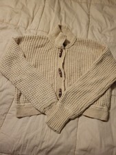 Free People Cable knit Cardigan Cream Cropped Chunky size small