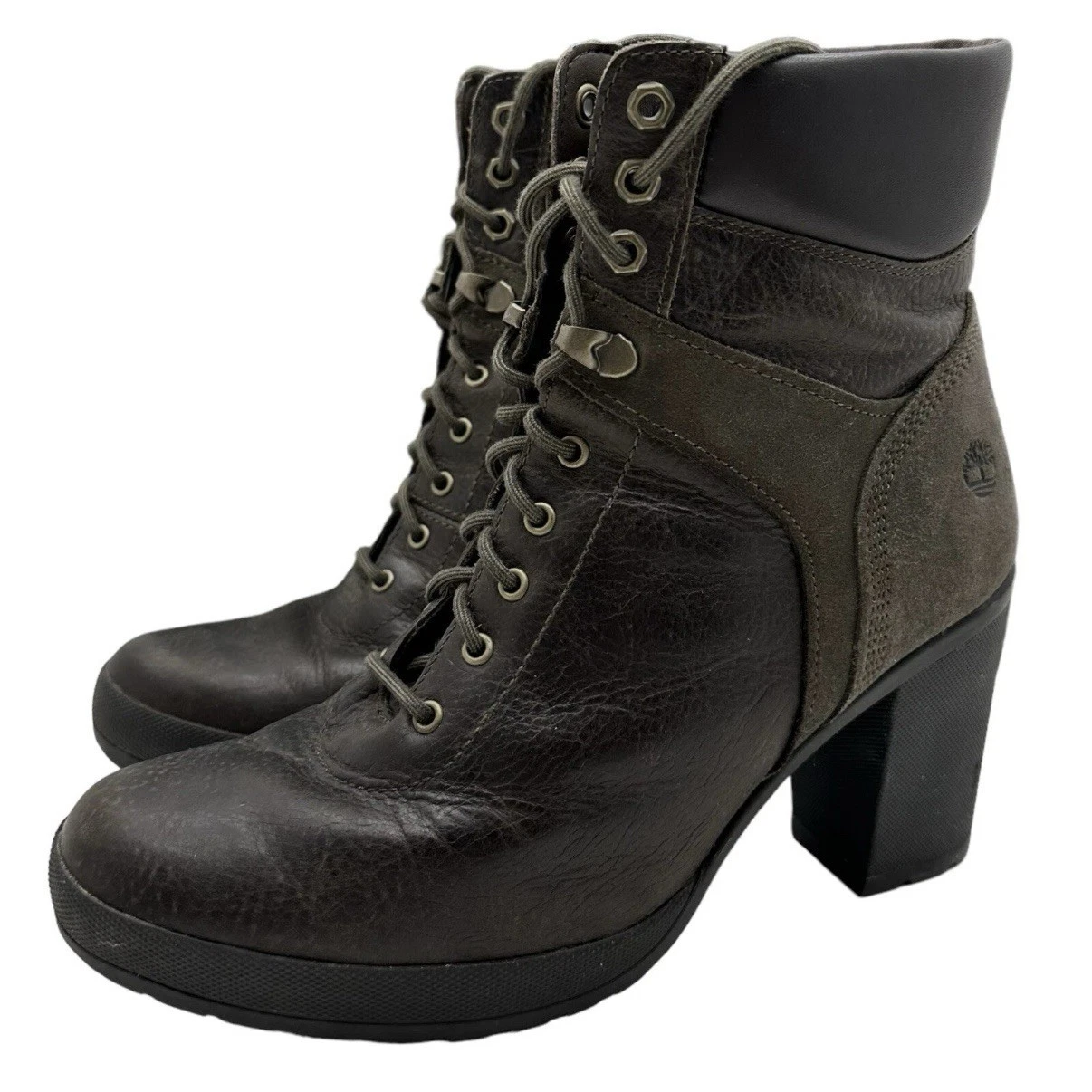 Timberland Camdale donna 10 stivali da campo tacco a blocco pelle nabuk pizzo alla caviglia