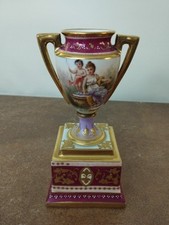 Antique Royal Vienna, Bolted Vase 'Amor Als Fischer' 14.5cm Tall