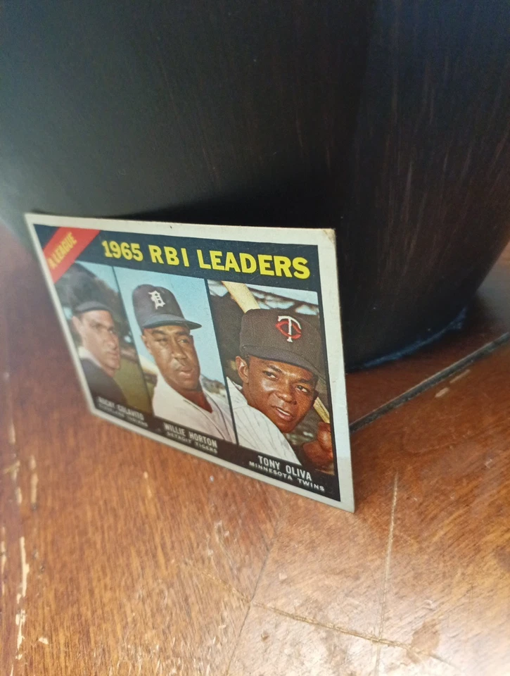 1966 Topps - Líderes de la Liga Tony Oliva, Rocky Colavito, Willie Horton #220 EX Foto 3 de 4