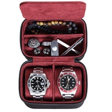 2 Watch Travel Case Storage Organizer for 2 Watches  Tough Portable Protecti...