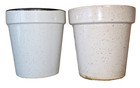 Vintage Small Wildflower Ceramic Set of 2 Flower Pots White Brown Speckles Japan — photo 5