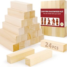 Basswood Carving Blocks, 24PCS Whittling Wood Blocks Kit, 24 PCS