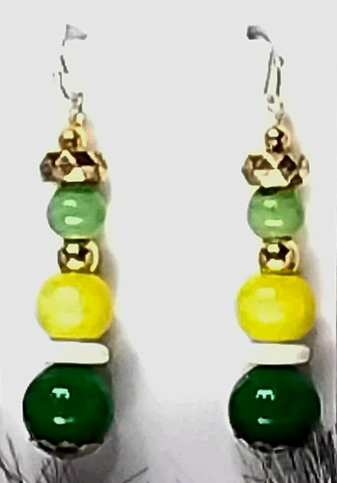 RLM Soho Stunning Gold-Tone🏆Yellow🍋Green🟢 18"L Necklace 2"1/4L Earrings Fb1 - Image 4 of 4