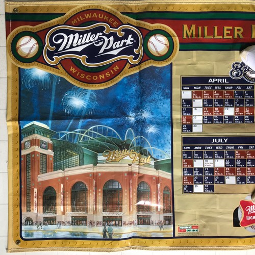 RARE 2001 Milwaukee Brewers Miller Park Inaugural Season 3'x6' Banner Sign Beer - Picture 4 of 12