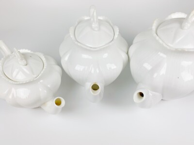 FOLEY WILEMAN SHELLEY Regency Dainty Teapot Pot Lid lot x3 different size White 