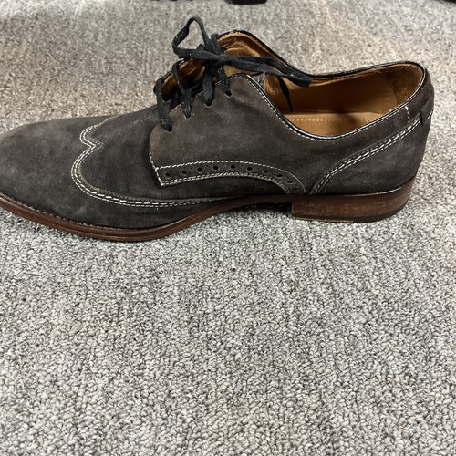 Johnston Murphy Shoes Men's Size 8.5 M Charcoal Suede Handmade Italy Wingtip - Picture 6 of 14