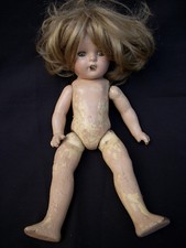 Vintage ANTIQUE Sleepy Eye COMPOSTION Doll CREEPY HALLOWEEN Scary 13" Open Mouth