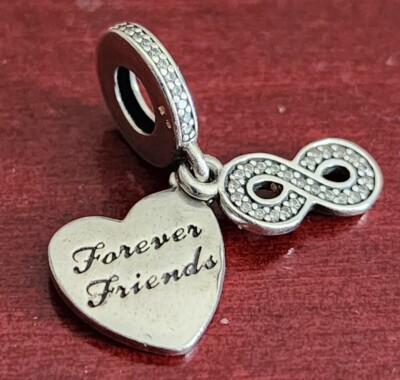 PANDORA 925  STERLING SILVER ZIRCONIA FOREVER FRIENDS INFINITE LOVE HEART CHARM 
