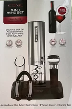 New Iconic 5 in 1 Space Saving Set of Accessories Wine Opener Rechargable