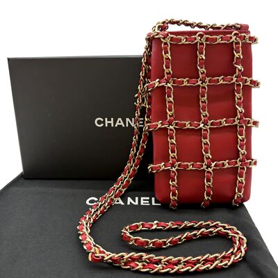 Authentic CHANEL Phone Case Chain Shoulder Pouch 30121358