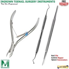 NEW CUTICLE NIPPER FILE INGROWN TOENAIL LIFTER PEDICURE NAIL CARE TOOLS 3 PCS