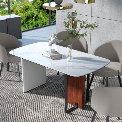 Rectangular Marble Dining Table Luxury Family Dinner Tables Kitchen Living Room - Picture 10 of 16