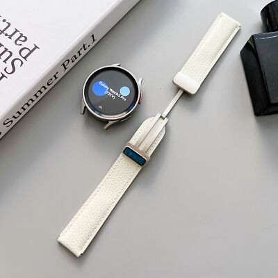 Genuine Leather Strap Band for Samsung Galaxy Watch 4/5/6 40mm 44mm / 5 Pro 45mm