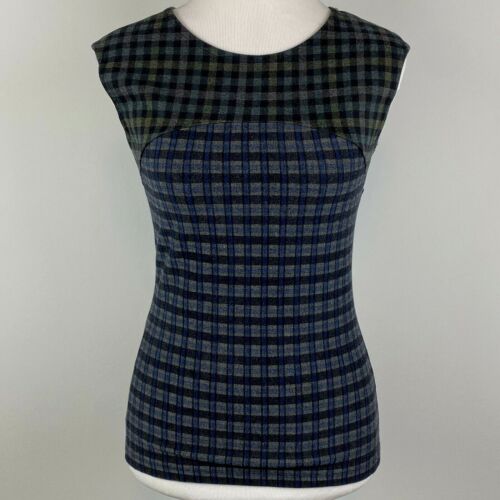 Karen Millen Womens Vest Size 6 Sleeveless Ponte Plaid Check Stretch Work Career