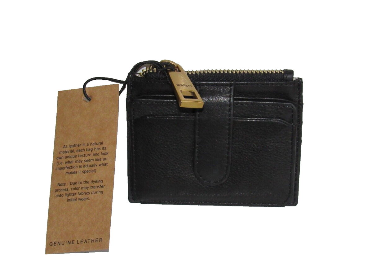 MARGOT NEW YORK Betty Zip Card Case Wallet Genuine Leather Black