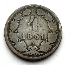 AUSTRIA 4 KREUZER 1861 A KM#2194 Franz Joseph I. E4.6