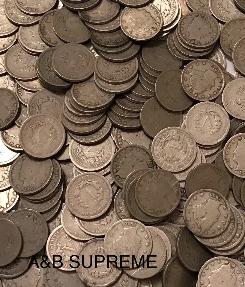 Huge Collection Of 100 Liberty V Nickels Good To Fine 1883-1912 Estate Sale Lot - Image 4 of 4