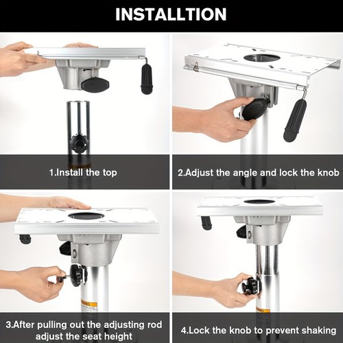 14"-20" Deluxe Low Back Folding Boat Seat +Pedestal Stainless Steel Screws Set - Picture 6 of 11
