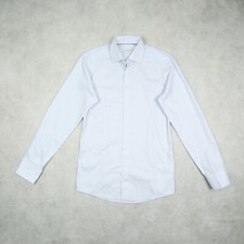 Eton Slim Fit Textured Solid Shirt White/Blue Size 15 3460