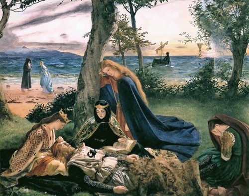 THE DEATH OF KING ARTHUR Art Print. Renaissance Knight Scene on River. Camelot - Picture 5 of 6