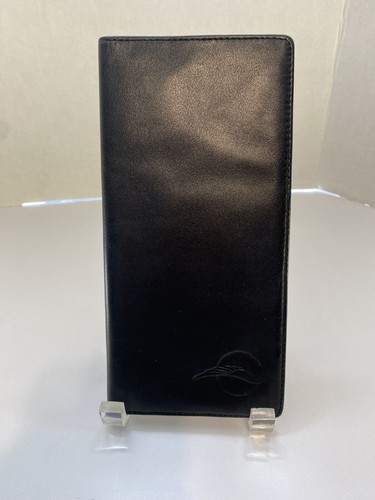 Travel Organizer/Wallet Black Leather Pockets Unisex