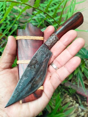 Handmade Thai E-nep Hunting Camping knife 4.2  forged blade, Rosewood handle&pod