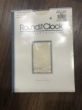 Round The Clock Control Top Sheer Leg Pantyhose Silky Lycra 62 Size D Ivory B6