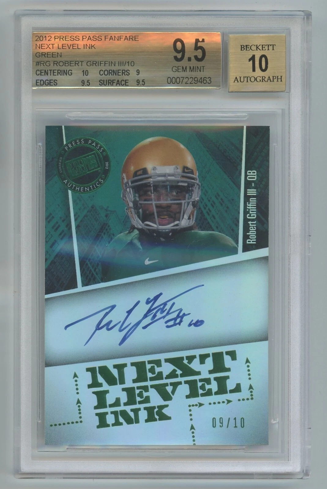 Robert Griffin III Press Pass Fanfare Next Level Ink #RG Autograph-Blue