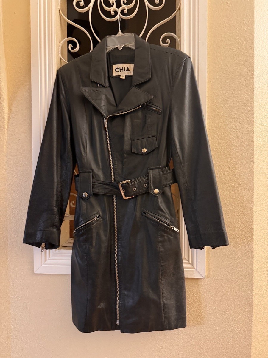 80s Vintage Black Leather Jacket Chia Iconic 80's Biker Babe Chic