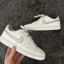 Size 7 - Nike Court Vision Low White Metallic Silver W