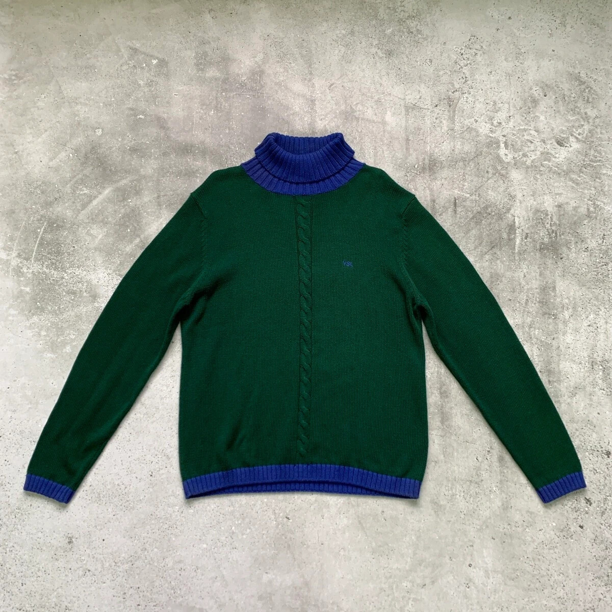 FELPA MAGLIONE DA UOMO VERDE A MAGLIA SAINT LAURENT JEANS YSL TAGLIA M