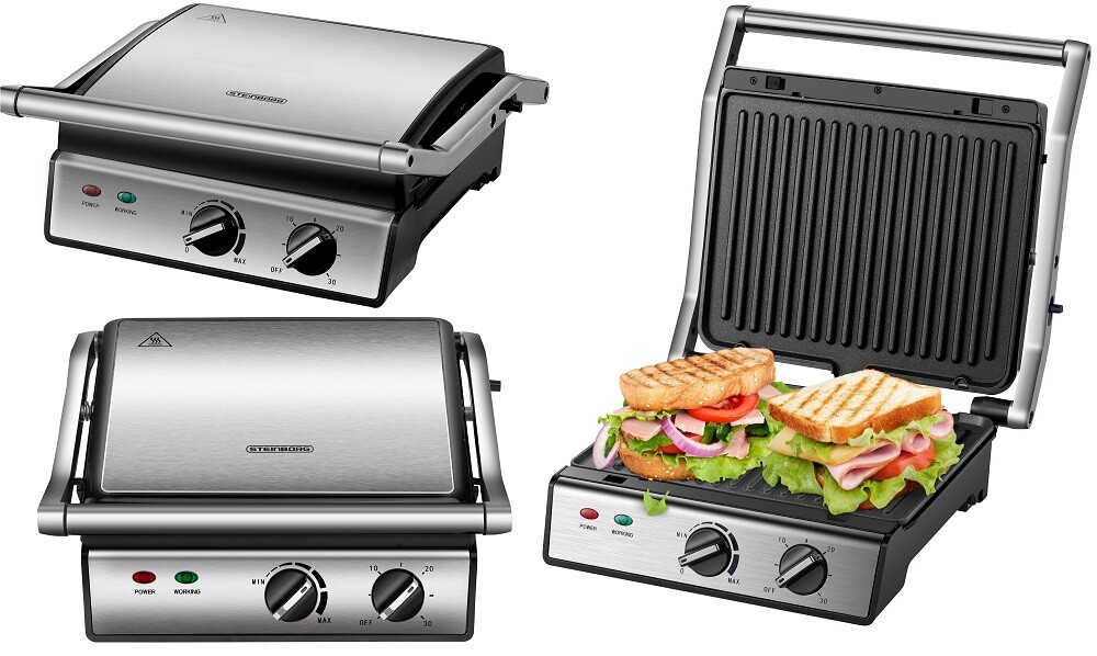 Parrilla de contacto 180° Parrilla eléctrica Paninigrill Sandwich Tostadora Panini Maker