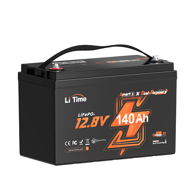 LiTime 12V 140Ah Dual Purpose Deep Cycle LiFePO4 Battery CCA 1000 For Marine RV