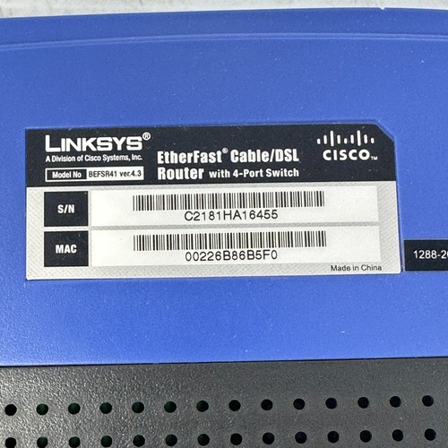Linksys BEFSR41 ver4.3 Etherfast 4-Port 10/100 Wired Router - 第 11/12 張圖片