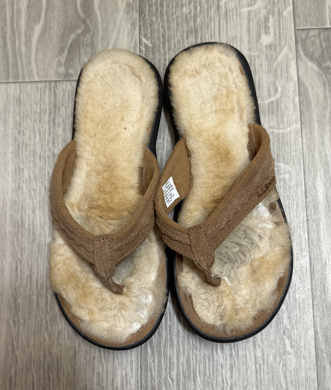 L.L. Bean Womens (290382) Wicked Good Brown Shearling Slippers Flip Flops  Sz 8 | eBay