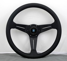 Nardi Steering Wheel Deep Corn 350mm Black Leather Black Stitching Type A Horn