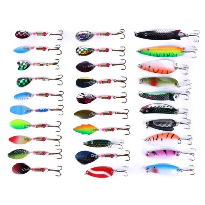 30 Pièces Cuillères Leurre Poisson Nageur Crankbait Basse Truite Hameçon - Photo 1/4