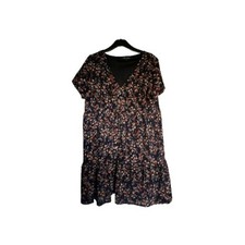 Instyle Floral Dress Size 16 Short Sleeved Navy