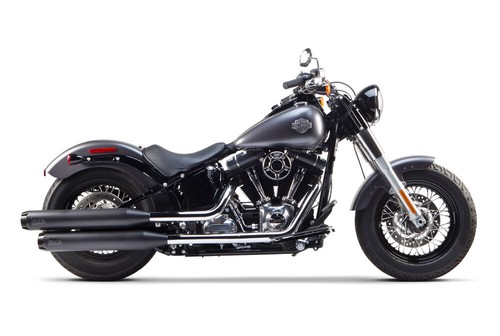 2005-2017 Harley Softail Deluxe / Slim Two Brothers Slip On Exhaust Carbon Black - Picture 2 of 7