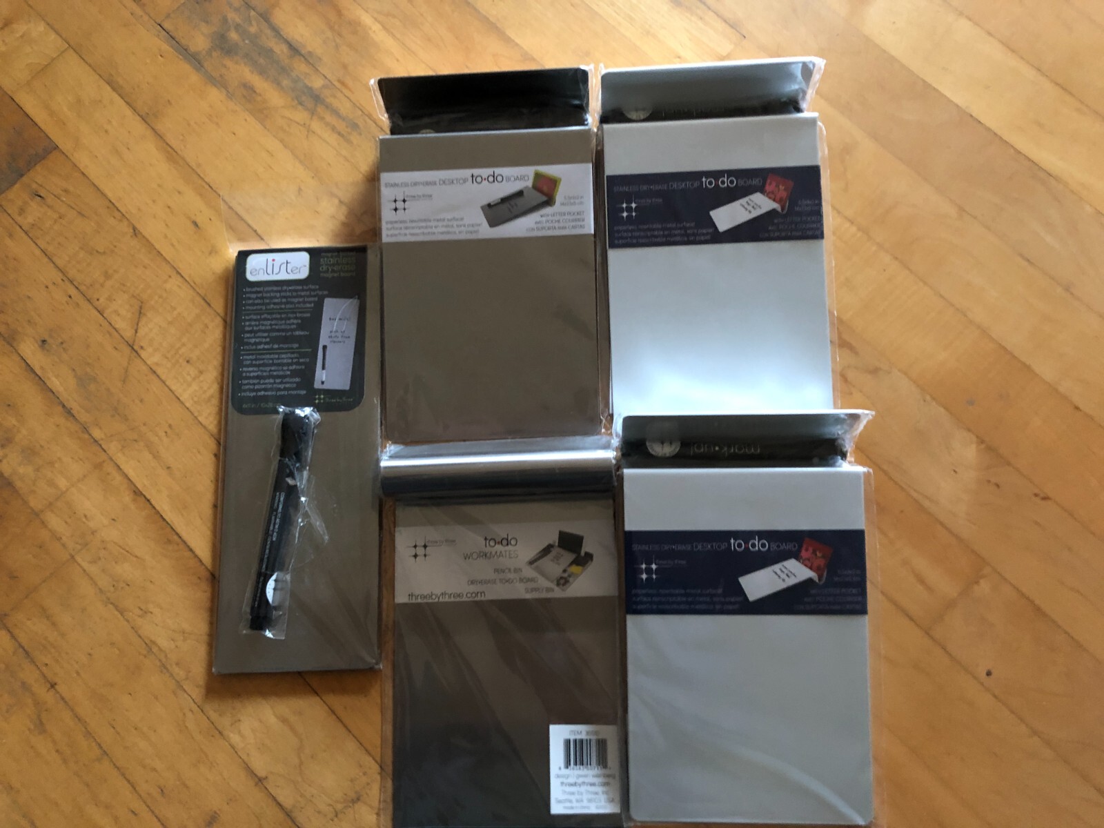 Desktop To Do Workmates Stainless Steel Dry Erase Bundle by Three by