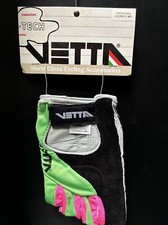 NOS VETTA Neon M Green Pink Gloves Road Bike Bicycle Cycling Leather GEL Trek