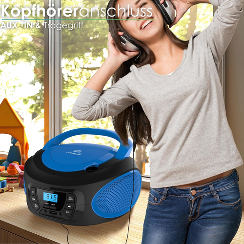 Boombox - Lettore CD Portatile - CD/CD-R - USB - Radio FM - Ingresso AUX-IN - Pr - Foto 5 di 12