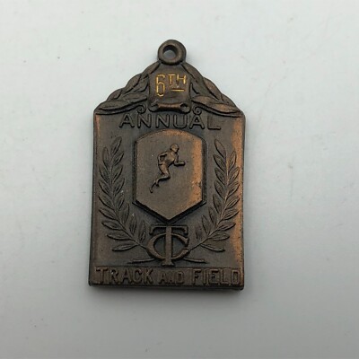 1933 Vintage TC or CT 6th Annual Track + Field Award FOB Medal Help Unsure G8