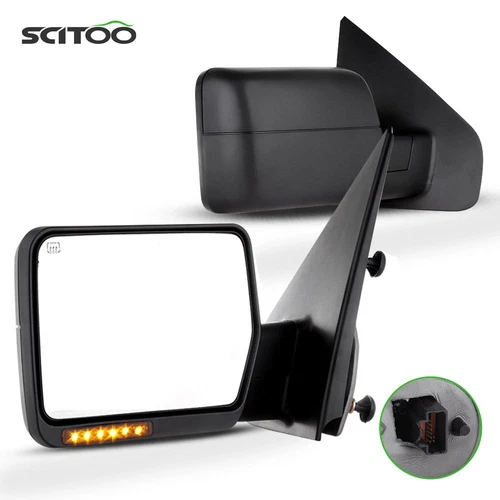 Pair Black Mirrors For 2004-2006 Ford F150 Truck Power Heated+Turn Signal Lamp