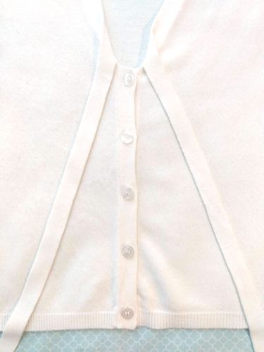 H&M Ivory Sweater Button Up Cardigan Tie Close V-Neck Womens Size 10 Soft EUC - Picture 2 of 9