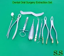 SET OF 10 PCS ORAL DENTAL EXTRACTION KIT+EXTRACTING FORCEPS#150+151+90 EX-323